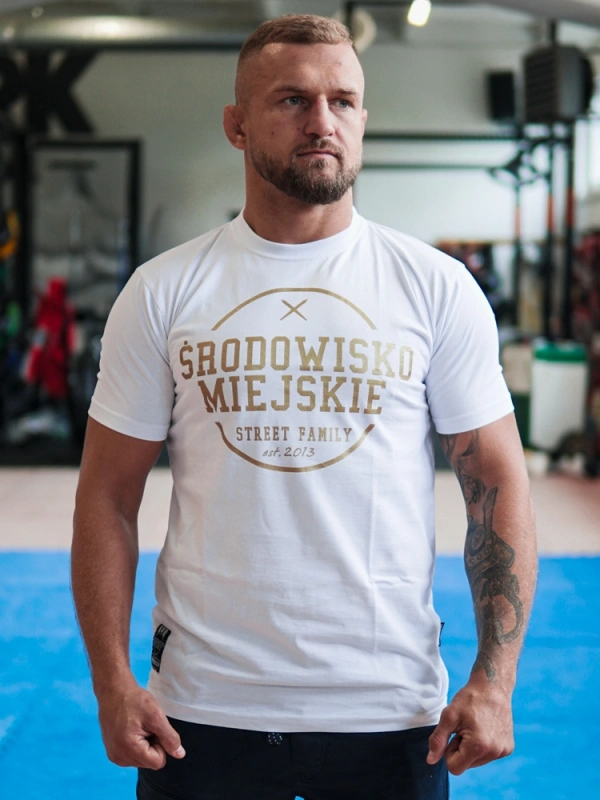 Koszulka męska t-shirt Środowisko Miejskie Theme biała/złota
