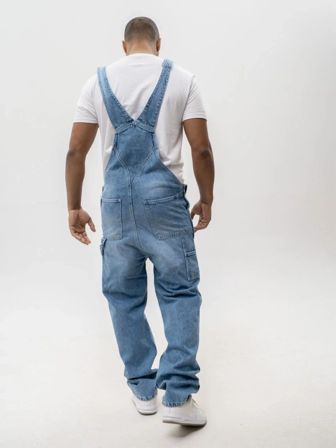 Spodnie męskie Jeans Ogrodniczki Jigga Wear Logo Dungarees niebieskie