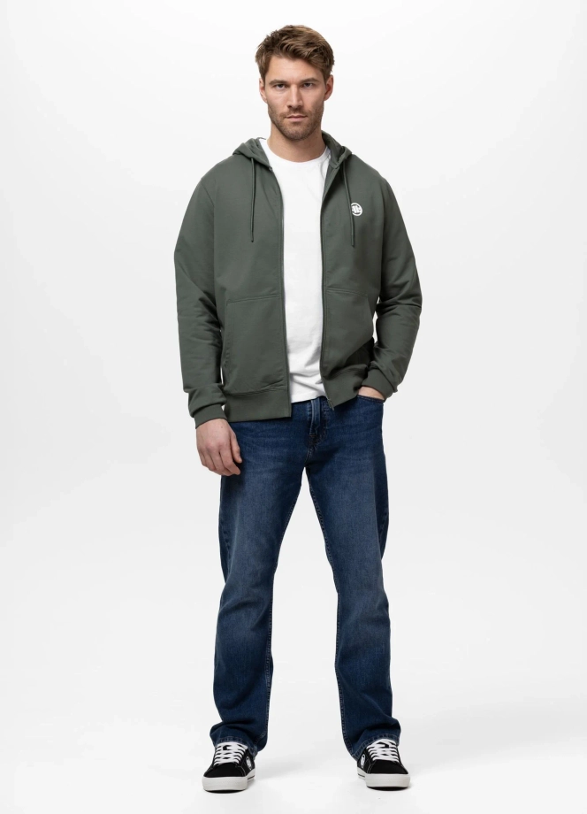 Bluza męska rozpinana z kapturem Pitbull Small Logo Nugget zielona