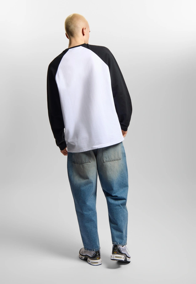Koszulka longsleeve męski oversize Prosto Harvard biała/granatowa