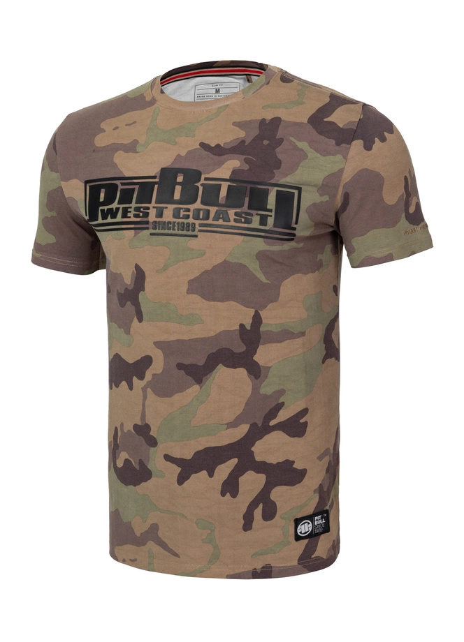 Koszulka męska T-Shirt Pit Bull Pitbull Slim Fit Classic Boxing zielony woodland camo