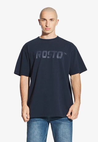 Koszulka męska t-shirt oversize Prosto Big Log Washed granatowa