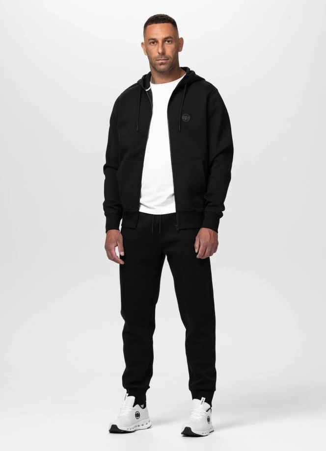 Bluza męska rozpinana z kapturem Pitbull Charger Small Logo czarna