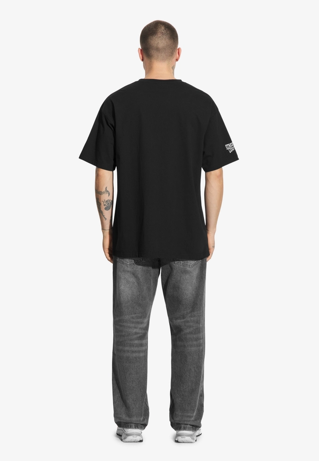Koszulka męska t-shirt oversize Prosto Football Fan sprany czarny
