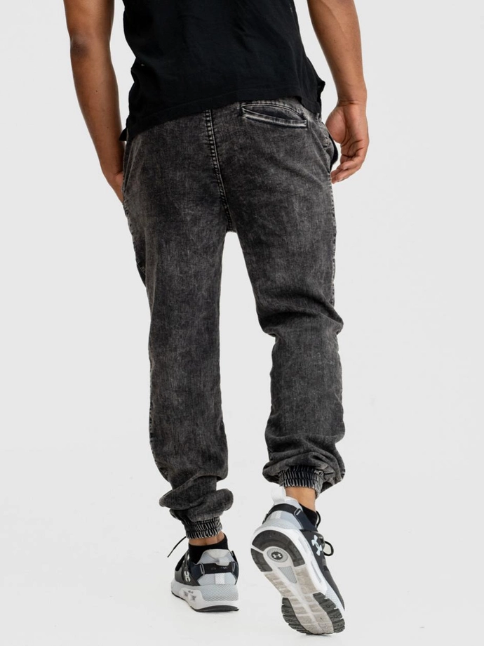 Spodnie męskie Jeans Jogger Jigga Wear Mini Haft Logo Washed sprane czarne