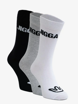 Skarpety długie 3 pary Jigga Wear Classic Name czarne/szare/białe