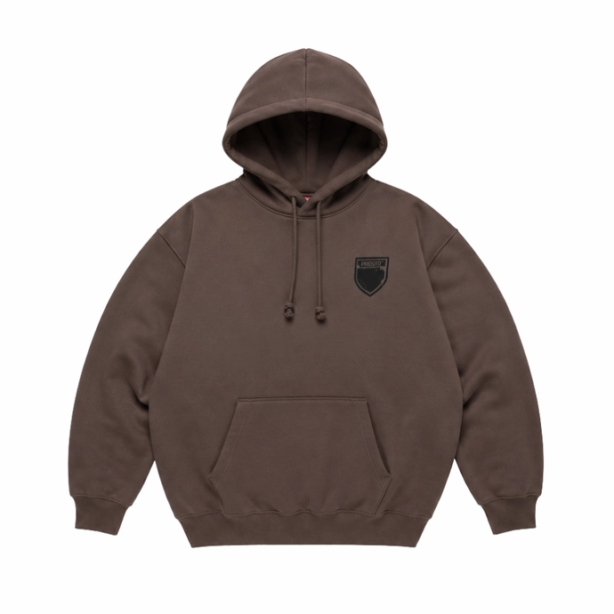 Bluza męska z kapturem oversize Prosto Splash Shield Mini brązowa