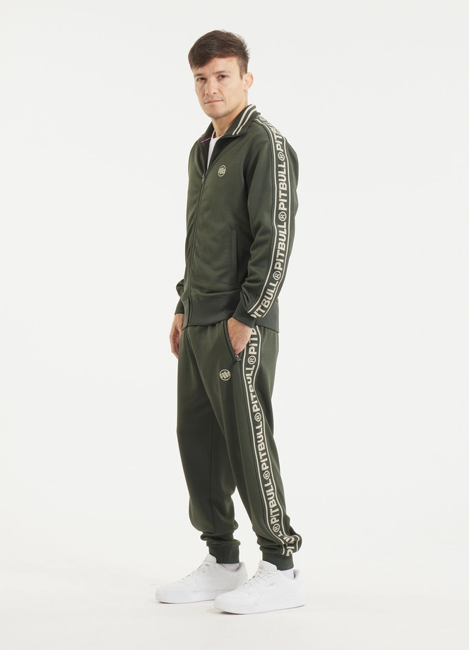 Bluza męska rozpinana Pitbull Pit Bull Tape Logo 25 Trackjacket zielona