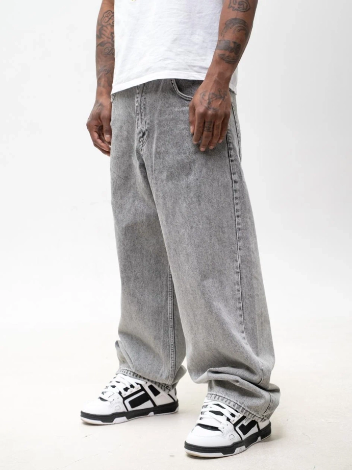 Spodnie męskie Jeans Super Baggy Jigga Wear New Outline szare