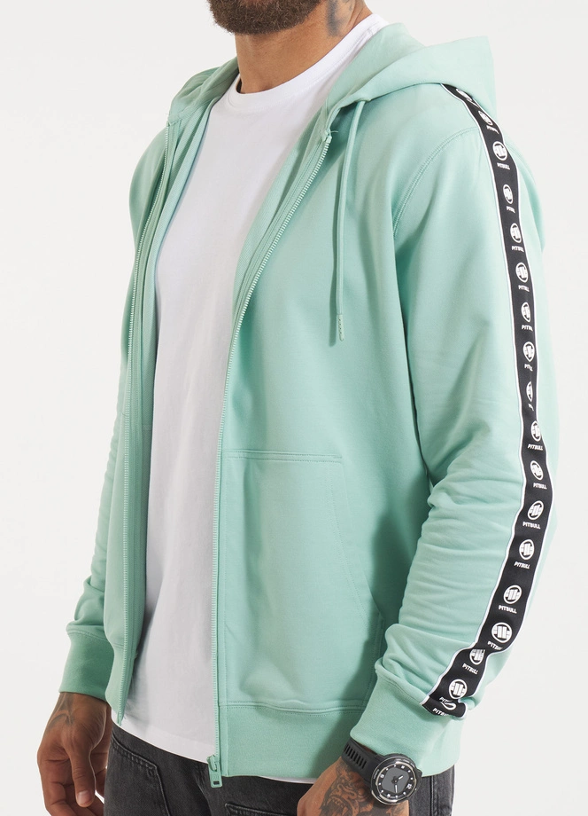 Bluza męska z kapturem Pitbull Pit Bull Tape Nugget ZIP miętowa zielona