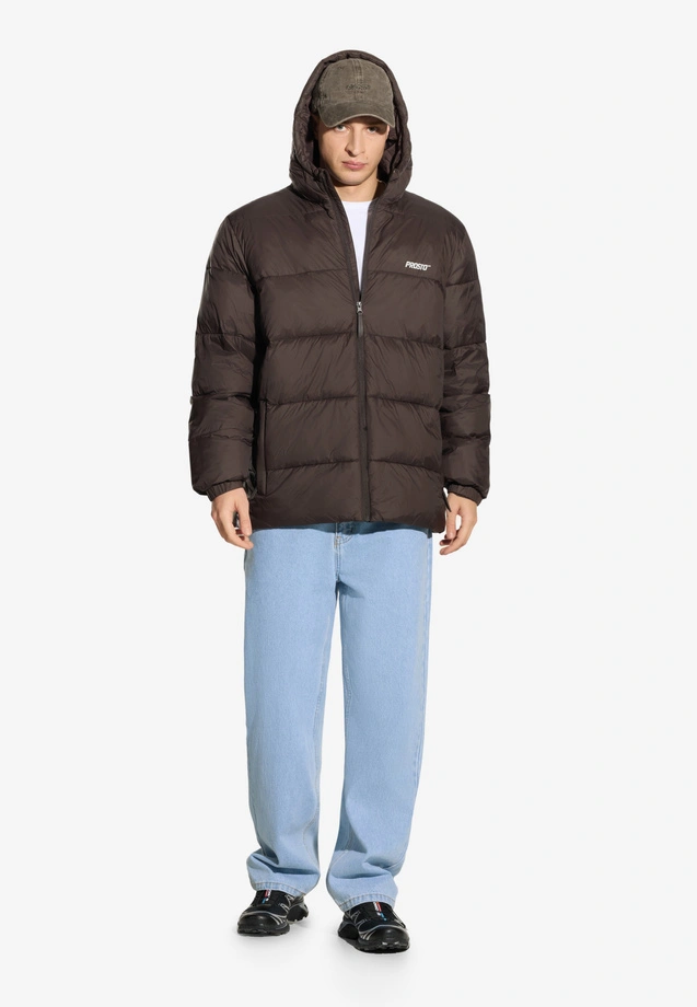 Kurtka zimowa męska Prosto Puffer 404 ciemno brązowa