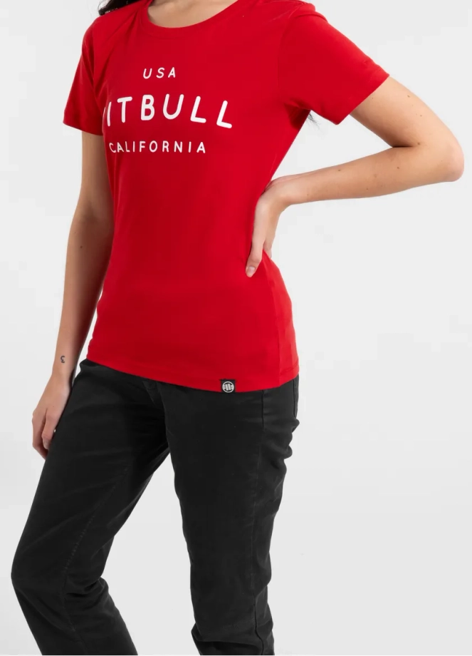 Koszulka t-shirt damska Pit Bull Pitbull USA CAL czerwona
