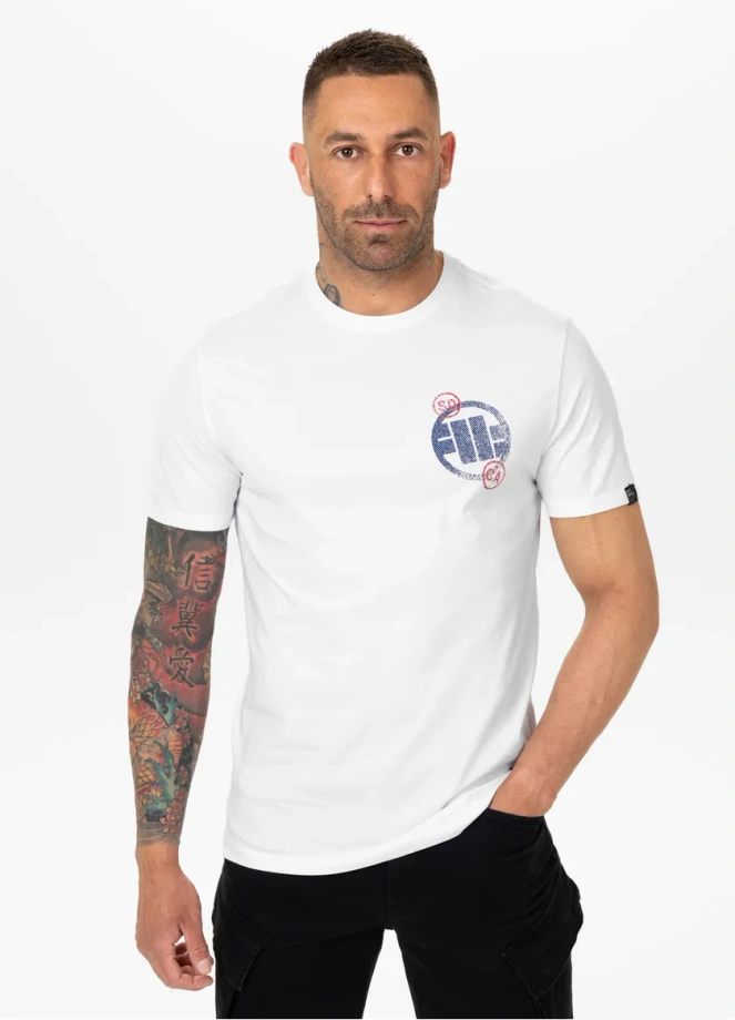 Koszulka męska T-Shirt Pit Bull Pitbull SD Stamp biała