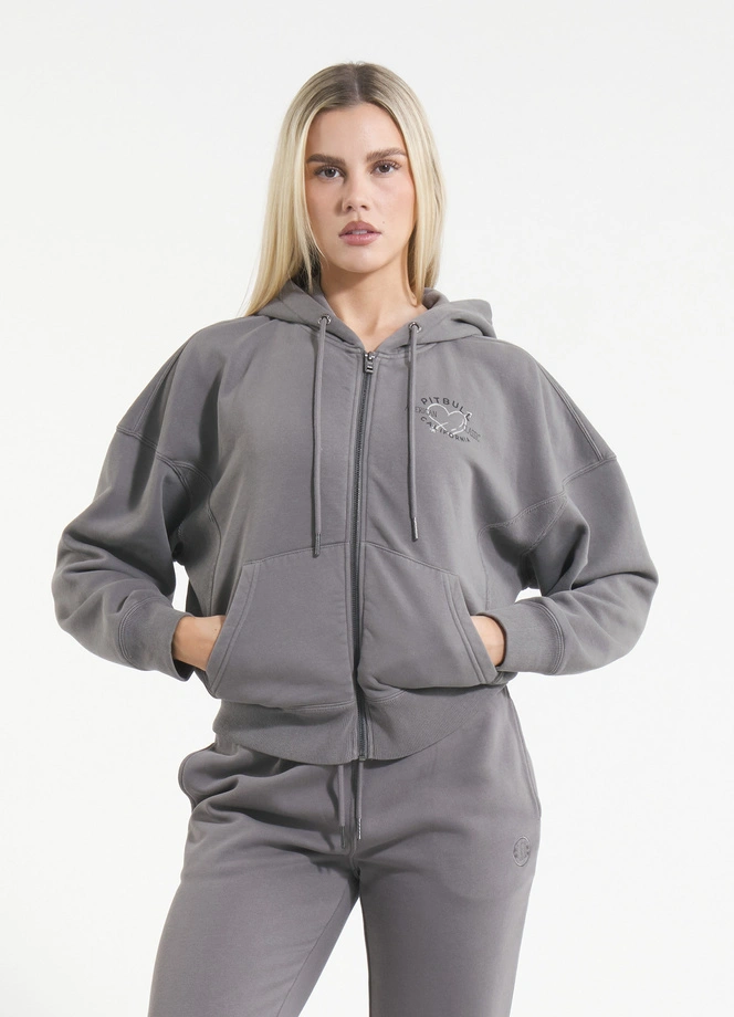 Bluza damska z kapturem Pitbull Manzanita Heart ZIP Washed szara