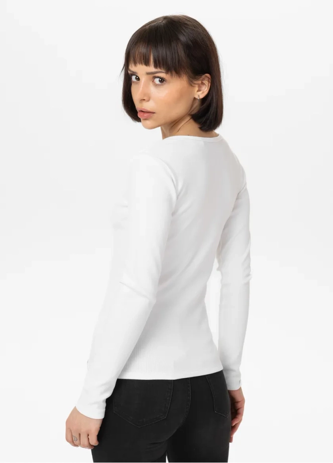 Koszulka longsleeve damski Pit Bull Rib biała