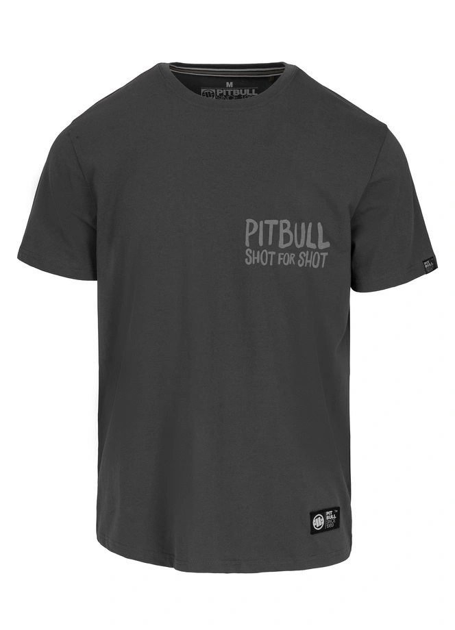 Koszulka męska T-Shirt Pit Bull Pitbull Shot For Shot grafitowa szara