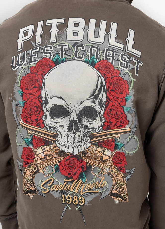 Bluza męska rozpinana z kapturem Pitbull Santa Muerte zielona