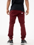 Spodnie męskie Materiałowe Jogger Jigga Wear Crown Stitch burgundowe/białe