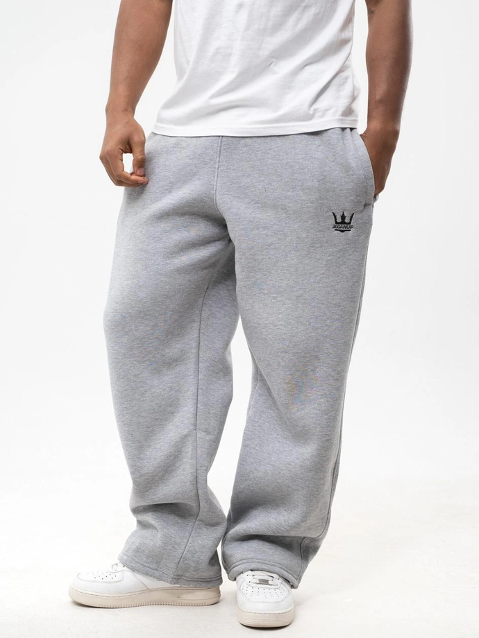 Spodnie dresowe męskie Baggy Jigga Wear Haft Logo Drawcord jasne szare