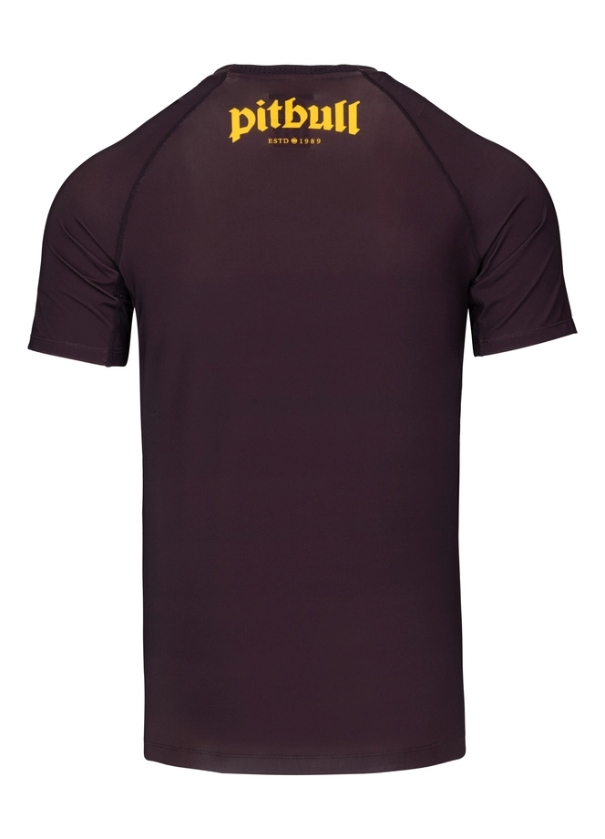 Koszulka męska rashguard Pitbull Logo Palms brązowa