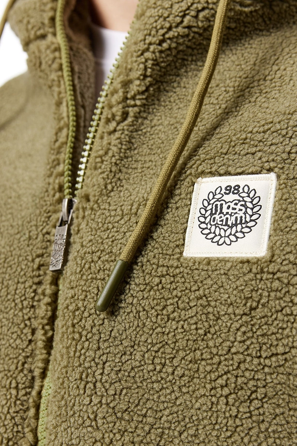 Kurtka przejściowa rozpinana Teddy Mass Denim Patch zielona