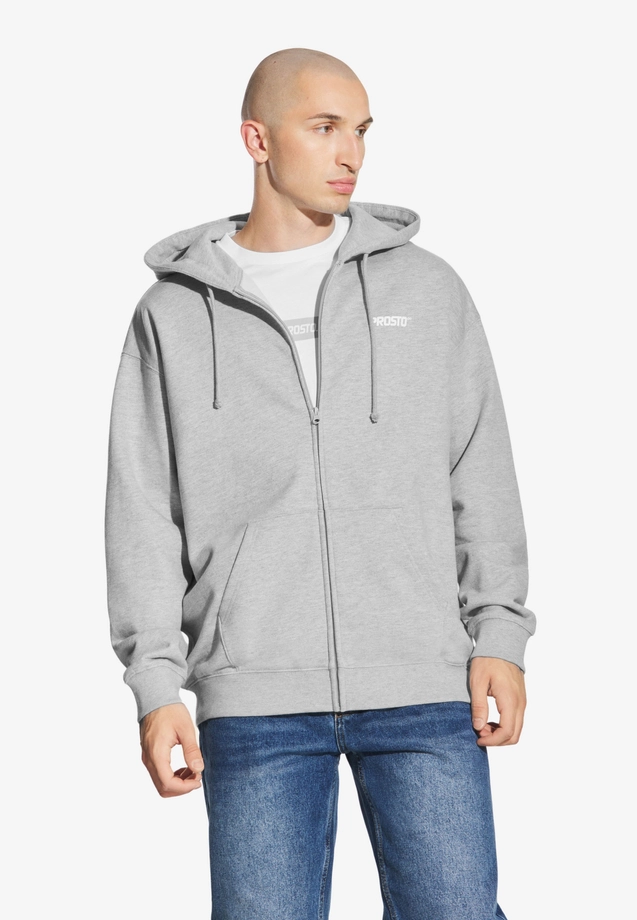 Bluza męska rozpinana z kapturem Prosto Logo szara