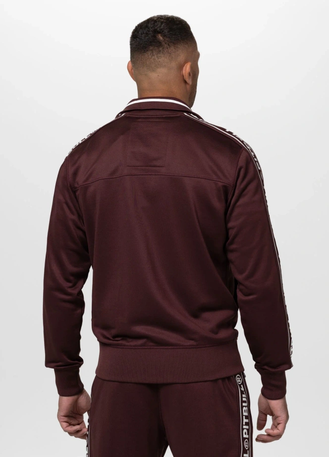 Bluza męska rozpinana Pit Bull Oldschool Tape Logo 26 ciemno bordowa
