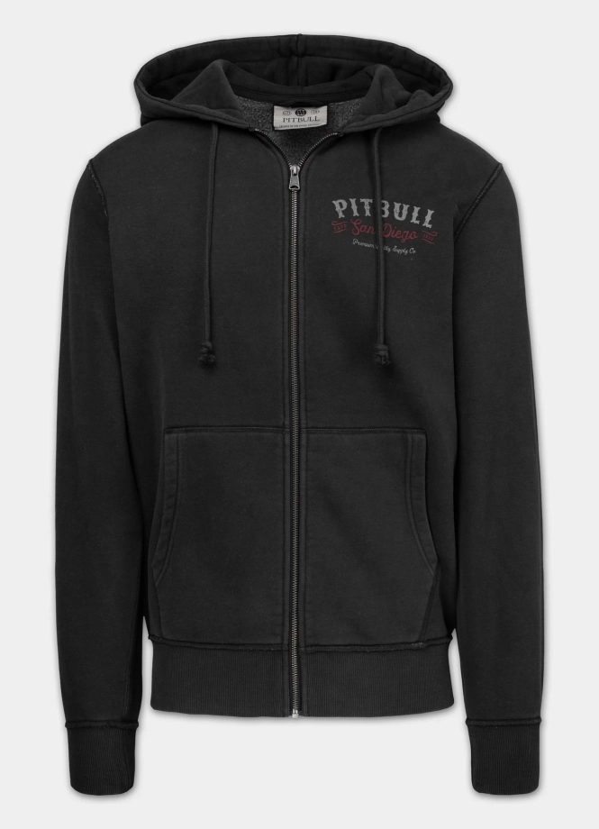 Bluza męska rozpinana z kapturem Pitbull Strenght & Respect grafitowa