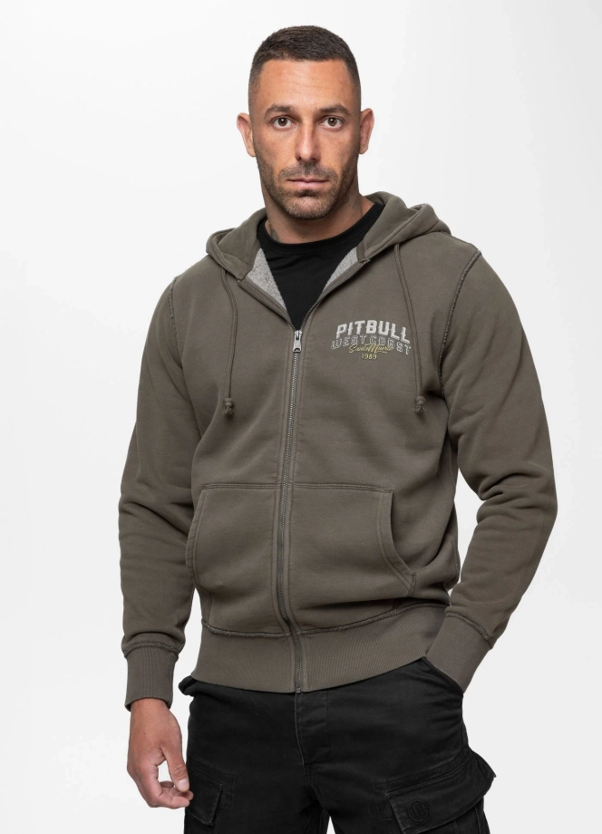 Bluza męska rozpinana z kapturem Pitbull Santa Muerte zielona