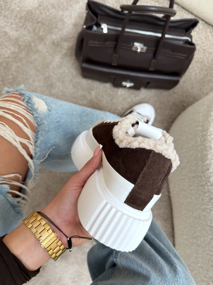 Buty sneakersy damskie Olavoga Luul brązowe
