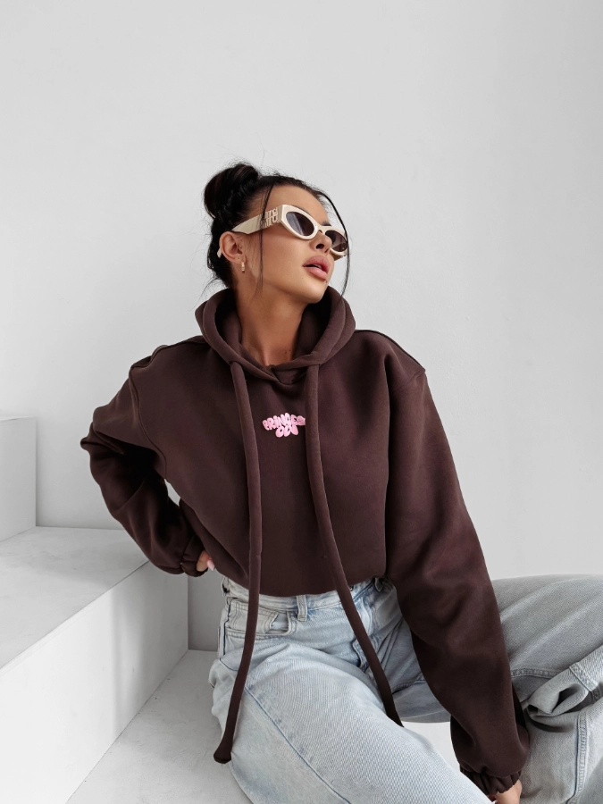 Bluza damska z kapturem Olavoga Frost Layer brązowa