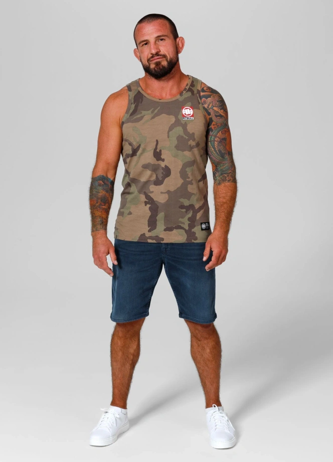 Koszulka męska tank top Pitbull Small Hilltop woodland camo