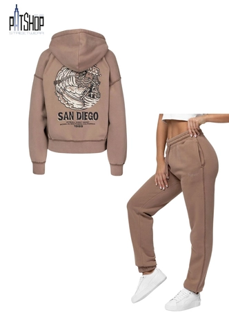 Komplet dresowy damski Pitbull Washed Skull Surf brązowy