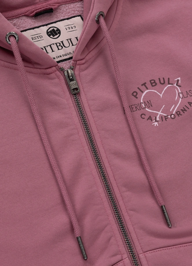 Bluza damska z kapturem Pitbull Manzanita Heart ZIP Washed różowa
