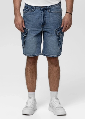 Spodenki szorty jeans bojówki męskie Pitbull Classic Wash Strandway niebieskie