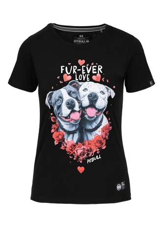 Koszulka damska T-shirt Pit Bull Fur-Ever Love czarna