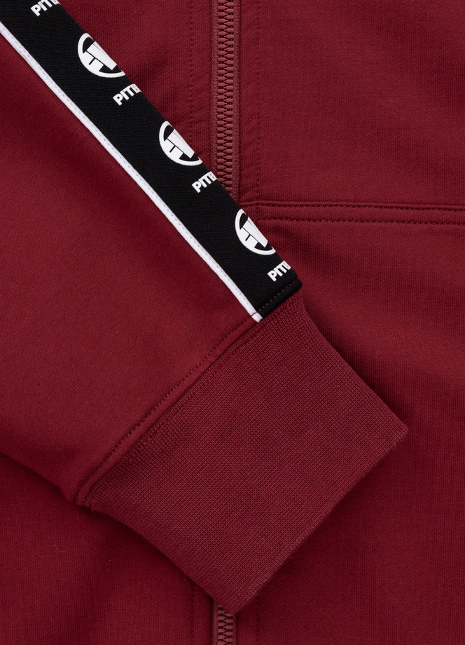 Bluza męska z kapturem Pitbull Pit Bull Tape Nugget ZIP bordowa