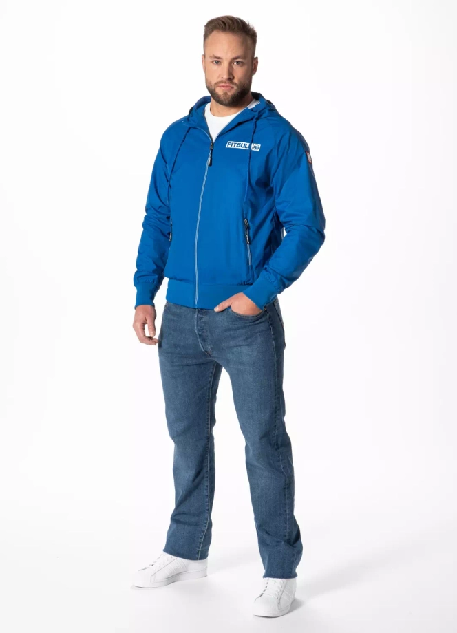 Kurtka męska wiosenna przejściowa Pit Bull Athletic Logo Nylon Jacket wiatrówka niebieska