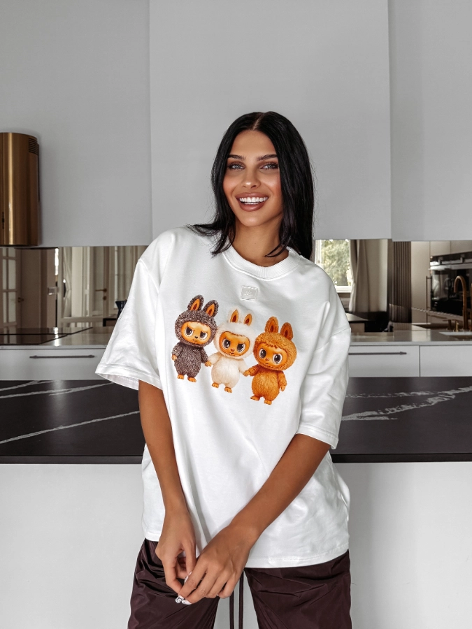 Koszulka damska T-shirt Olavoga Heart Side ecru kremowa