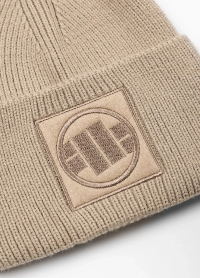 Czapka zimowa Pit Bull Beanie Logo beżowa