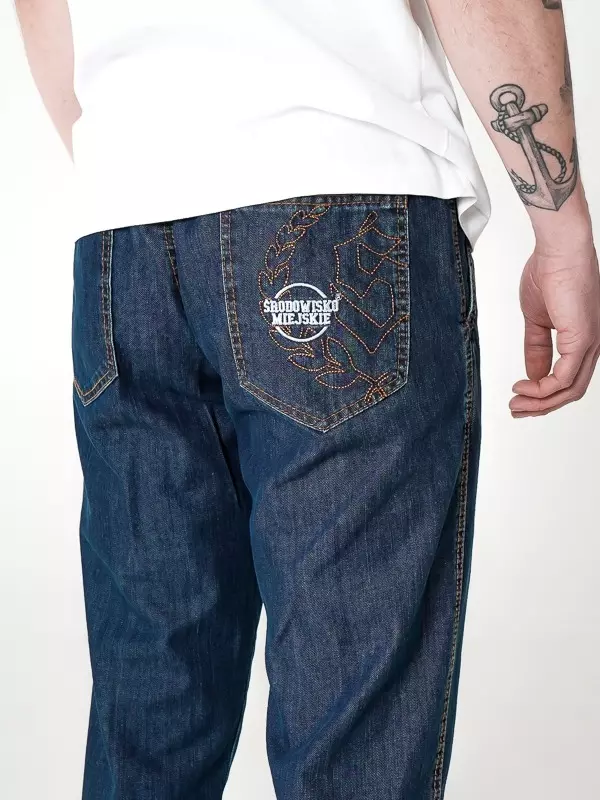 Spodnie męskie jogger jeans Środowisko Miejskie Laur ciemne niebieskie