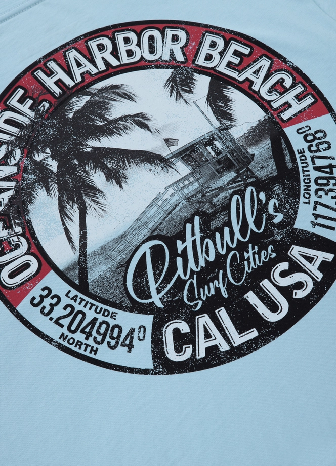 Koszulka męska T-Shirt Pit Bull Pitbull Oceanside jasno niebieska