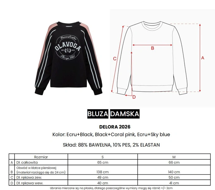 Bluza damska Olavoga Delora czarno/różowa