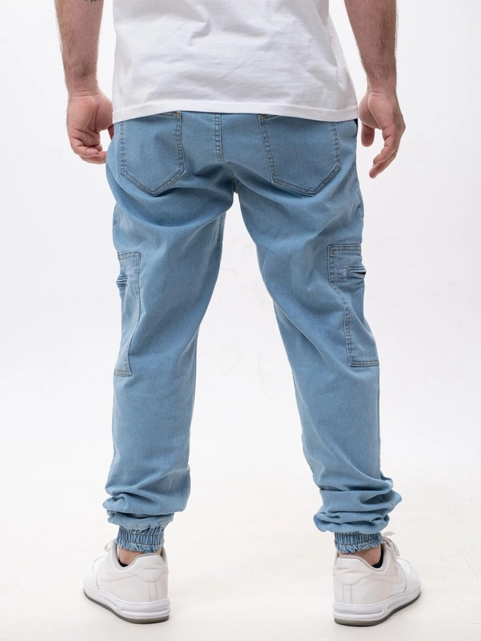 Spodnie męskie Jeans Jogger Bojówki Jigga Wear Stripe Zip Cargo jasno niebieskie