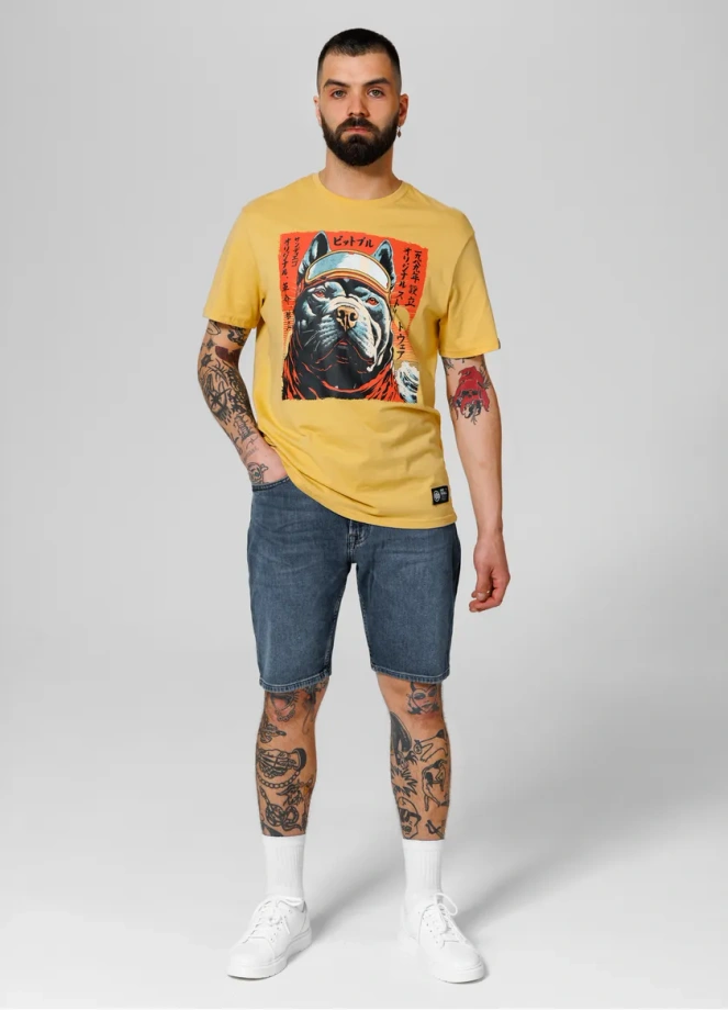 Spodenki szorty jeans męskie Pitbull Medium Wash Highlander niebieskie