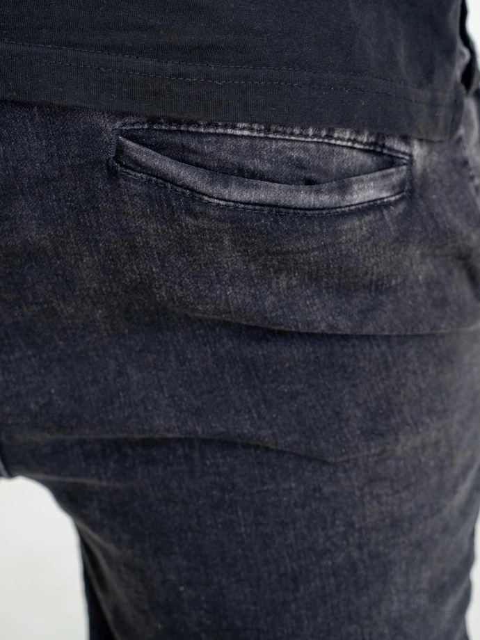 Spodnie męskie Jeans Jogger Jigga Wear Mini Haft Logo Marble marmurkowe czarne