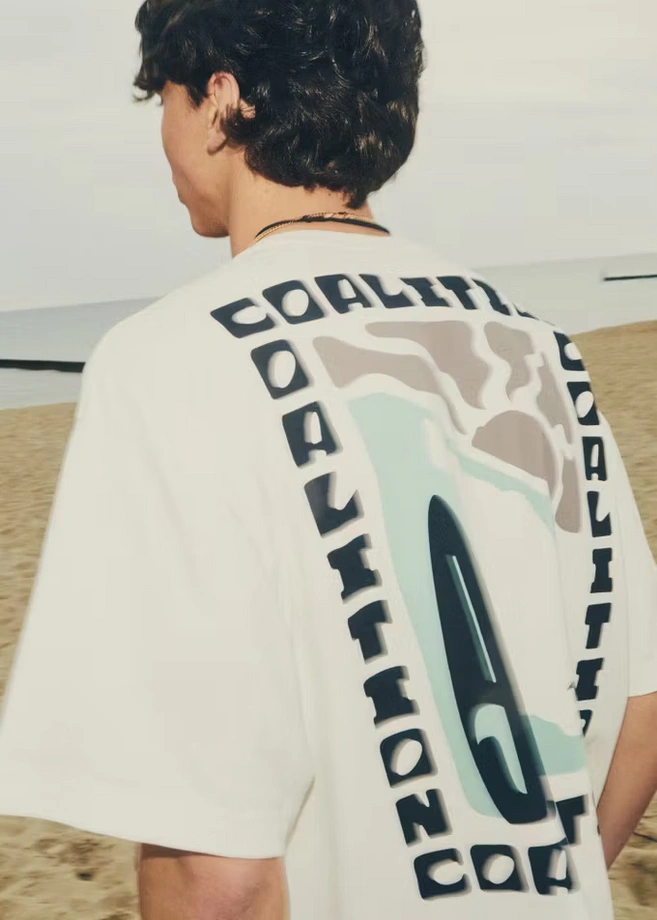 Koszulka męska t-shirt Coalition CLTN T Check kremowa