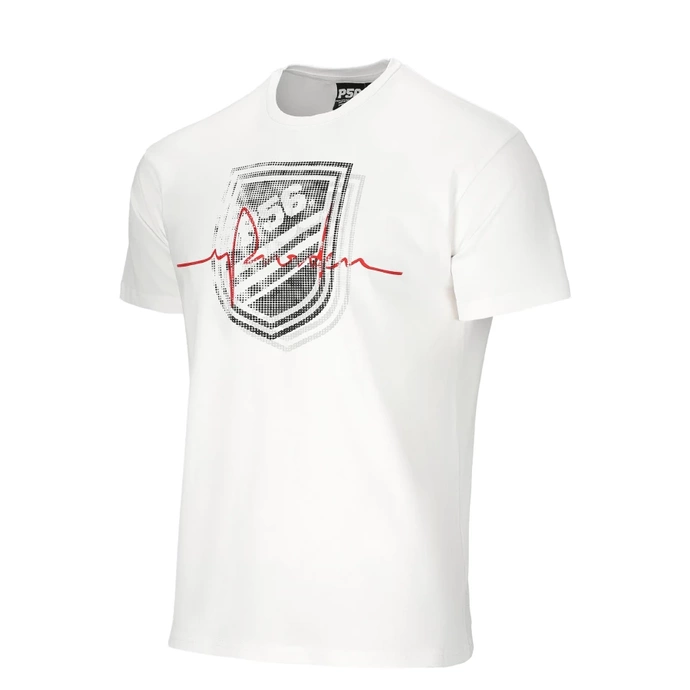 Koszulka męska T-shirt Dudek P56 Tętno Shield biały