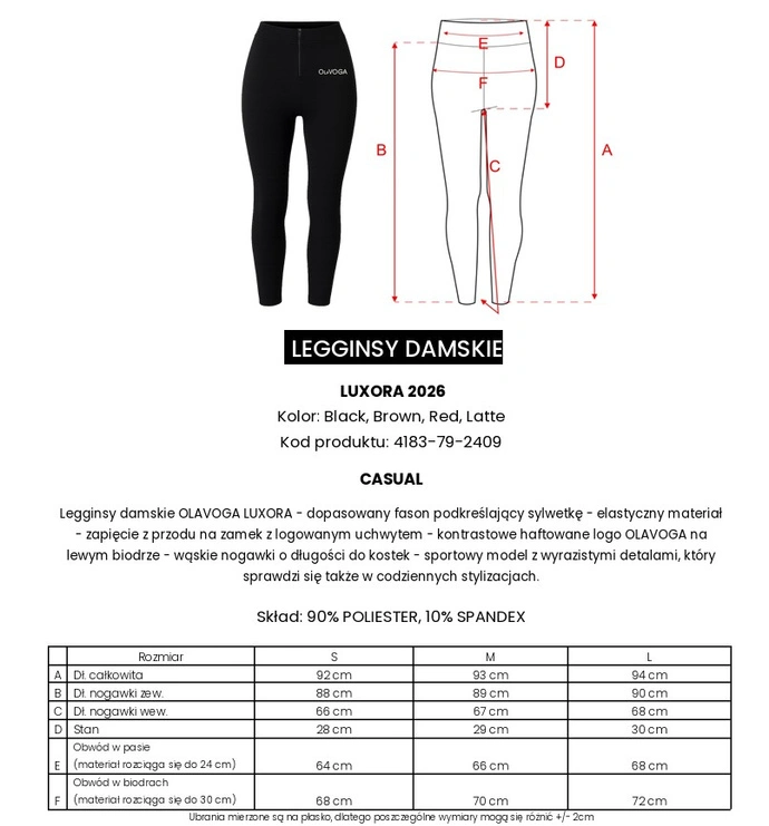 Legginsy damskie Olavoga LUXORA brązowe