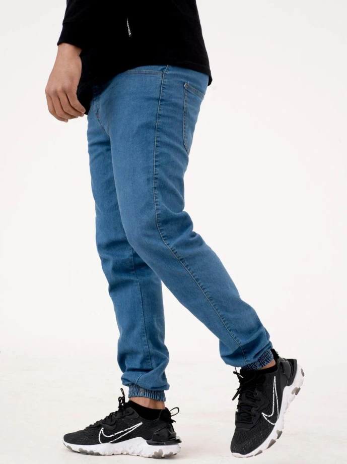 Spodnie męskie Jogger Jeans Jigga Wear Crown Medium Blue niebieskie